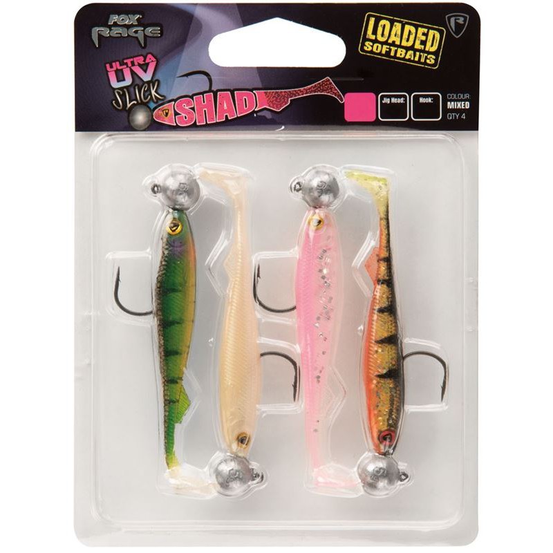 Fox Rage Slick Shad Loaded UV Mixed Colour Packs 10 Gr – Size 3/0 – 11 cm