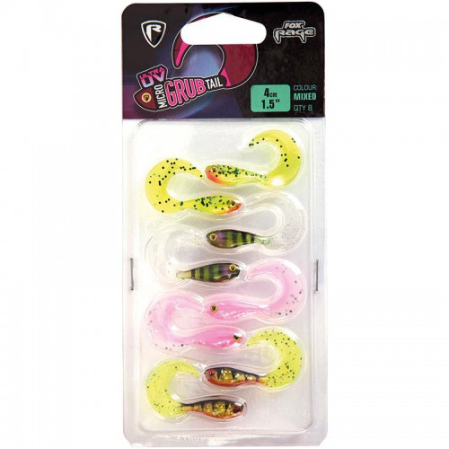 Fox Rage Micro Grub Tail UV Mixed Colour Pack 4 cm