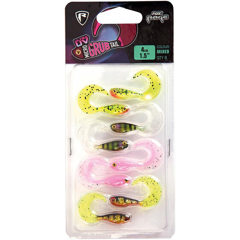 Fox Rage Micro Grub Tail UV Mixed Colour Pack 4 cm