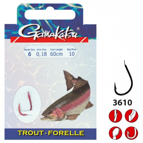 Gamakatsu Onderlijn Trout LS-3610 0.18 mm – 75 cm – Size 10