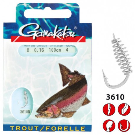 Gamakatsu Onderlijn Trout LS-3610 Spiral 0.25 mm – 60 cm – Size 4