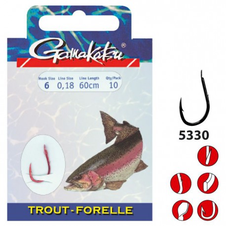 Gamakatsu Onderlijn Trout LS-5330 0.16 mm – 60 cm – Size 12