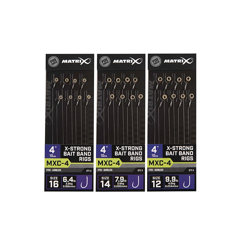 Matrix MXC-4 Barbless 10 cm X-STRONG BAIT BAND Rigs Size 16