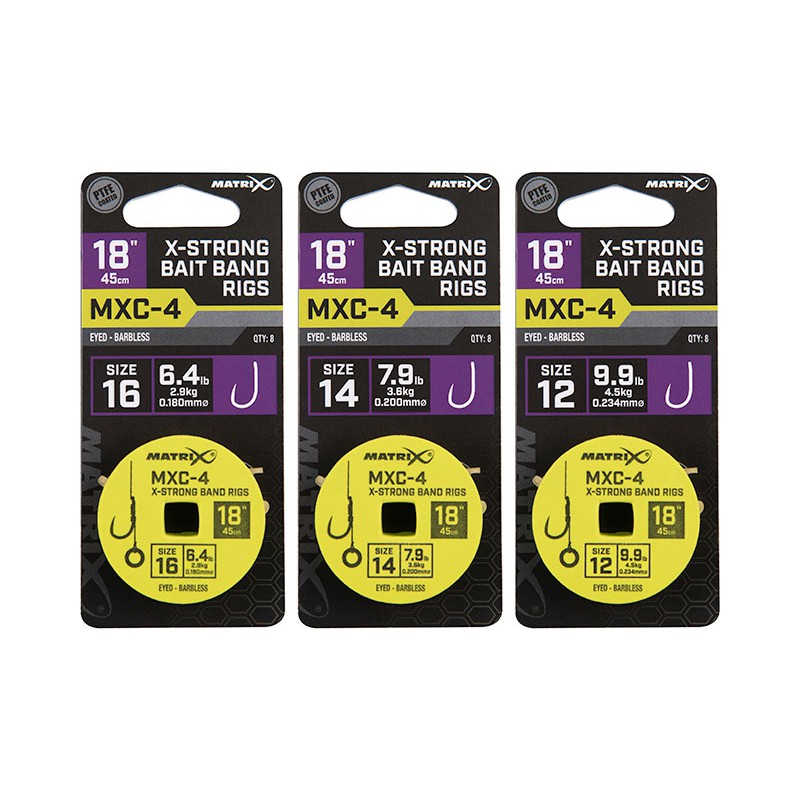 Matrix MXC-4 Barbless 45 cm BAIT BAND Rigs Size 12