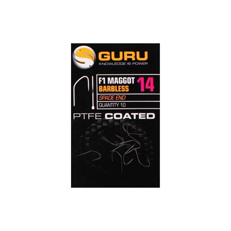 Guru F1 Maggot Spade End Barbless Hook Size 14